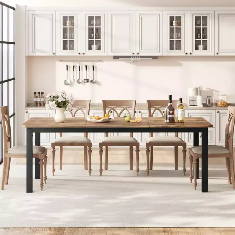 78.7 Inch Long Kitchen Table for 6-8, Large Rectangular Dinner Tables, Industrial Indoor Restaurant Tables with Sturdy Metal Frame(Only Table)