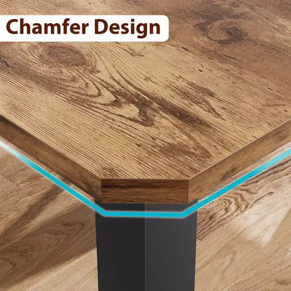 78.7 Inch Long Kitchen Table for 6-8, Large Rectangular Dinner Tables, Industrial Indoor Restaurant Tables with Sturdy Metal Frame(Only Table)