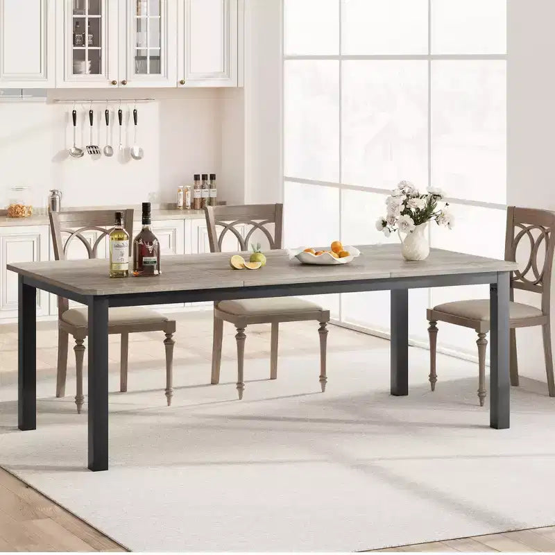 78.7 Inch Long Kitchen Table for 6-8, Large Rectangular Dinner Tables, Industrial Indoor Restaurant Tables with Sturdy Metal Frame(Only Table)