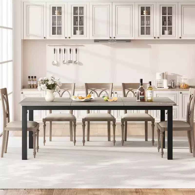 78.7 Inch Long Kitchen Table for 6-8, Large Rectangular Dinner Tables, Industrial Indoor Restaurant Tables with Sturdy Metal Frame(Only Table)