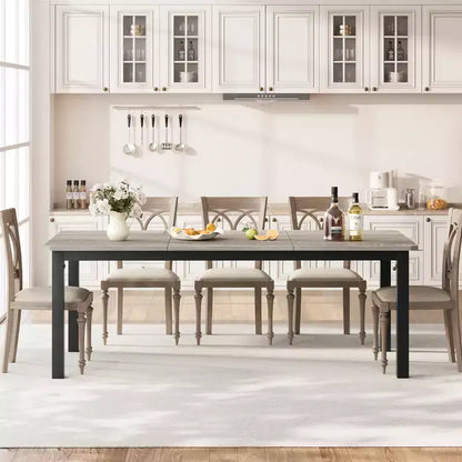 78.7 Inch Long Kitchen Table for 6-8, Large Rectangular Dinner Tables, Industrial Indoor Restaurant Tables with Sturdy Metal Frame(Only Table)