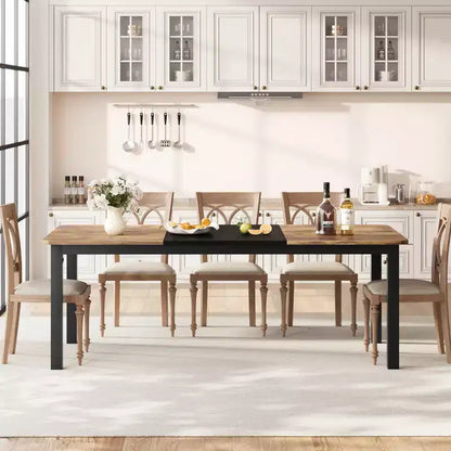 78.7 Inch Long Kitchen Table for 6-8, Large Rectangular Dinner Tables, Industrial Indoor Restaurant Tables with Sturdy Metal Frame(Only Table)