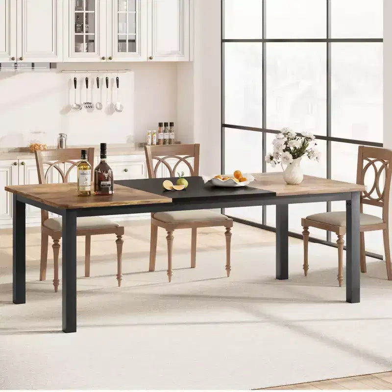 78.7 Inch Long Kitchen Table for 6-8, Large Rectangular Dinner Tables, Industrial Indoor Restaurant Tables with Sturdy Metal Frame(Only Table)