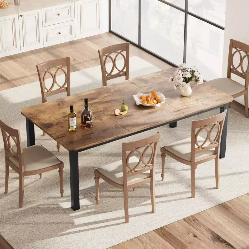 78.7 Inch Long Kitchen Table for 6-8, Large Rectangular Dinner Tables, Industrial Indoor Restaurant Tables with Sturdy Metal Frame(Only Table)