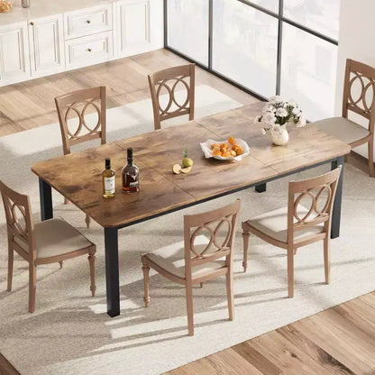 78.7 Inch Long Kitchen Table for 6-8, Large Rectangular Dinner Tables, Industrial Indoor Restaurant Tables with Sturdy Metal Frame(Only Table)