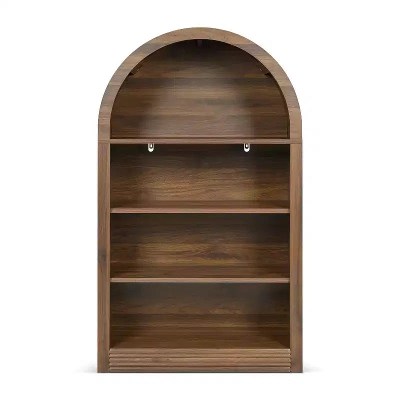 Vatros Small Black Bookcase Arched Bookshelf