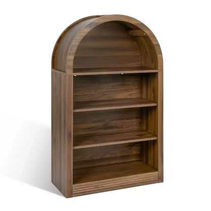Vatros Small Black Bookcase Arched Bookshelf