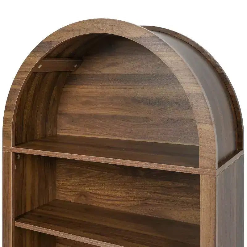 Vatros Small Black Bookcase Arched Bookshelf