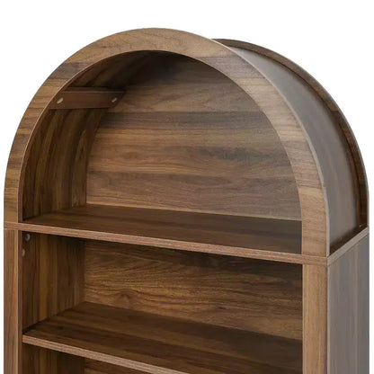 Vatros Small Black Bookcase Arched Bookshelf