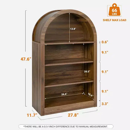 Vatros Small Black Bookcase Arched Bookshelf