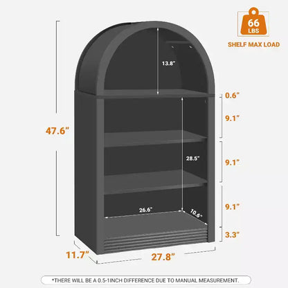 Vatros Small Black Bookcase Arched Bookshelf