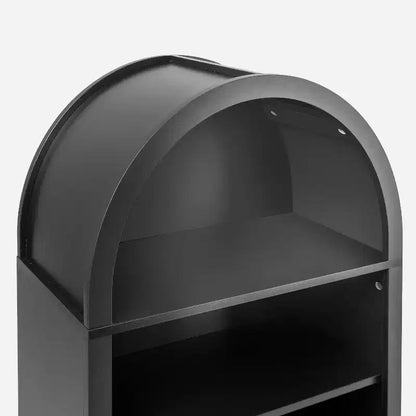 Vatros Small Black Bookcase Arched Bookshelf