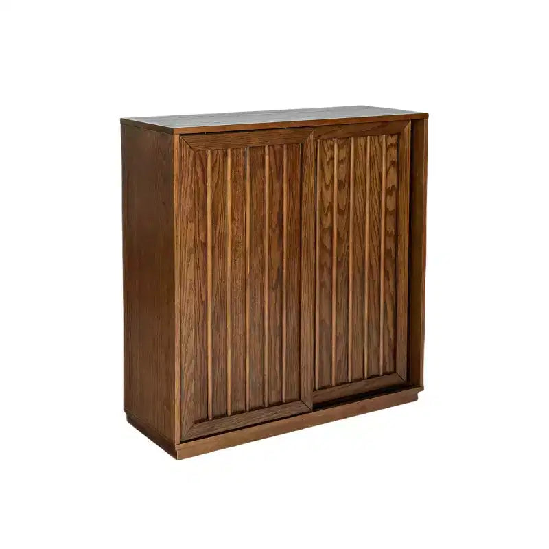 Okak Mid Century Storage Cabinet Sideboard Cabinet with 2 Sliding Doors, Kitchen Cabinet for Living Room, Kitchen, Dining, Entryway, Walnut