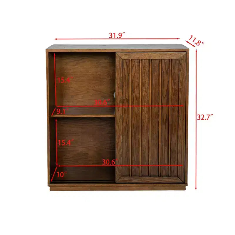 Okak Mid Century Storage Cabinet Sideboard Cabinet with 2 Sliding Doors, Kitchen Cabinet for Living Room, Kitchen, Dining, Entryway, Walnut