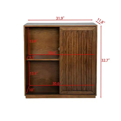 Okak Mid Century Storage Cabinet Sideboard Cabinet with 2 Sliding Doors, Kitchen Cabinet for Living Room, Kitchen, Dining, Entryway, Walnut