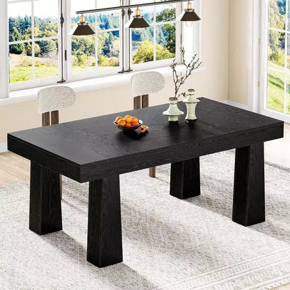 Lantine 63'' Dining Table, Modern Rectangular Kitchen Dinner Table with Heavy Duty Tapered Legs for Dining Room, Cafe, Restaurant