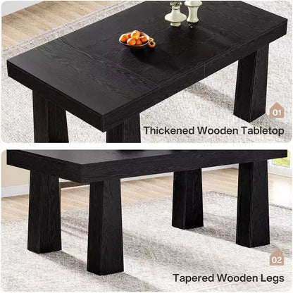 Table de salle à manger Lantine 63'', table à dîner de cuisine rectangulaire moderne avec pieds coniques robustes pour salle à manger, café, restaurant