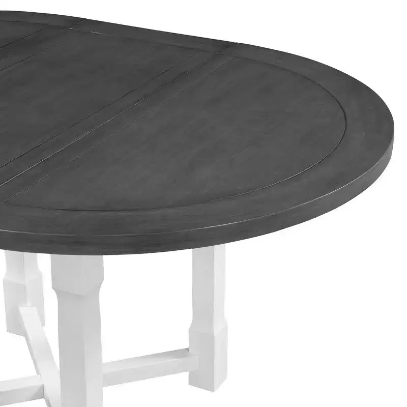 GDFStudio Judith 5 Piece Dining Set with Extendable Round Table and Upholstered Chairs