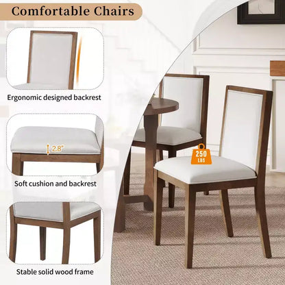 GDFStudio Judith 5 Piece Dining Set with Extendable Round Table and Upholstered Chairs