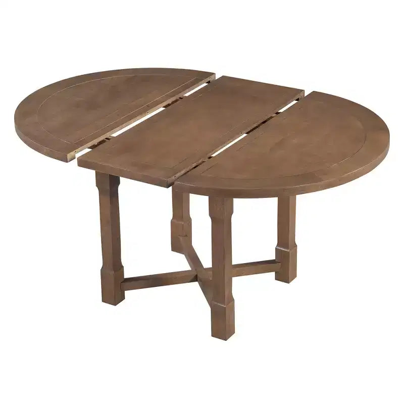 GDFStudio Judith 5 Piece Dining Set with Extendable Round Table and Upholstered Chairs