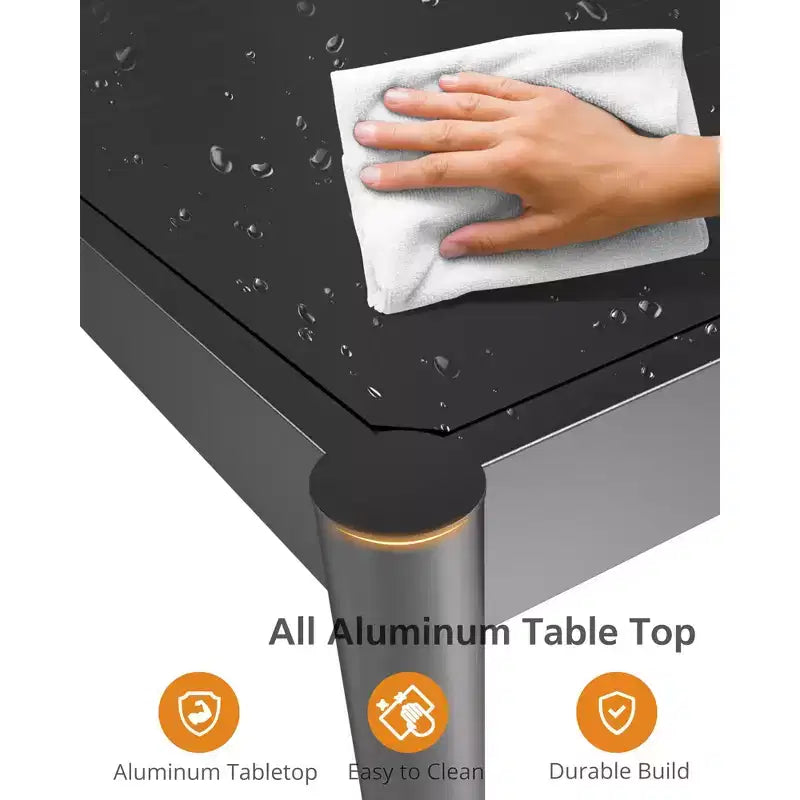 Aluminum Outdoor Dining Table for 4-8, Large Rectangular Patio Table with E-Coating for Backyard, Deck, Garden, Lawn,