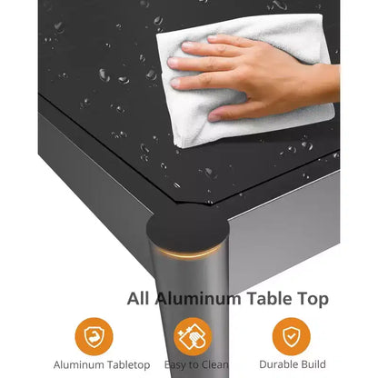 Aluminum Outdoor Dining Table for 4-8, Large Rectangular Patio Table with E-Coating for Backyard, Deck, Garden, Lawn,
