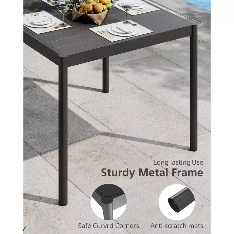 Aluminum Outdoor Dining Table for 4-8, Large Rectangular Patio Table with E-Coating for Backyard, Deck, Garden, Lawn,