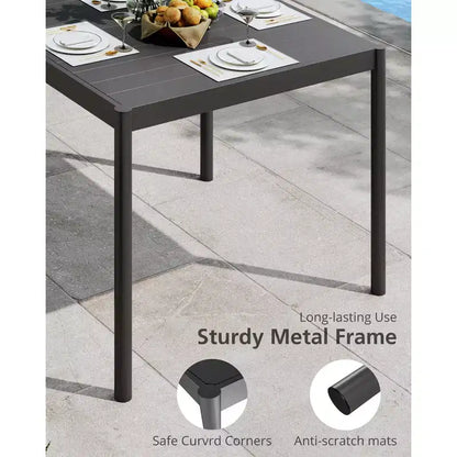 Aluminum Outdoor Dining Table for 4-8, Large Rectangular Patio Table with E-Coating for Backyard, Deck, Garden, Lawn,