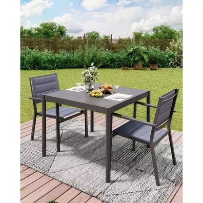 Aluminum Outdoor Dining Table for 4-8, Large Rectangular Patio Table with E-Coating for Backyard, Deck, Garden, Lawn,
