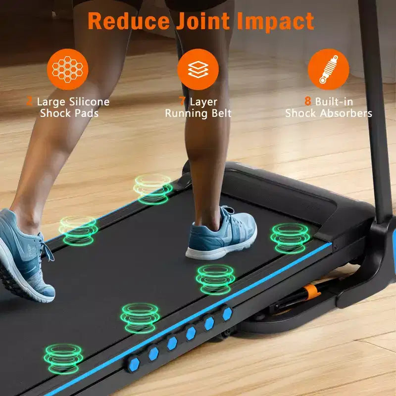 Whisen Home Folding Exercise Machine Treadmill with Cushioned Platform
