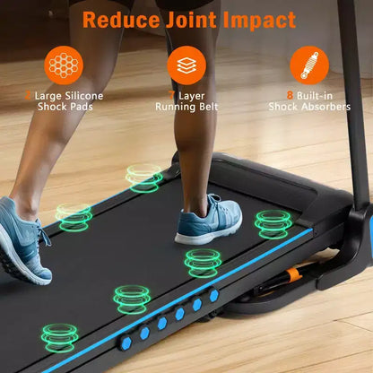 Whisen Home Folding Exercise Machine Treadmill with Cushioned Platform