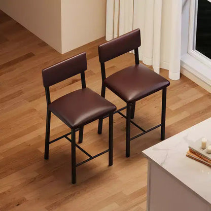 Bar Stools Set of 4, Upholstered Counter Height Bar Stools with Backrest and Footrest, Tall Bar Chairs with Thick Cushion, for Dining Room