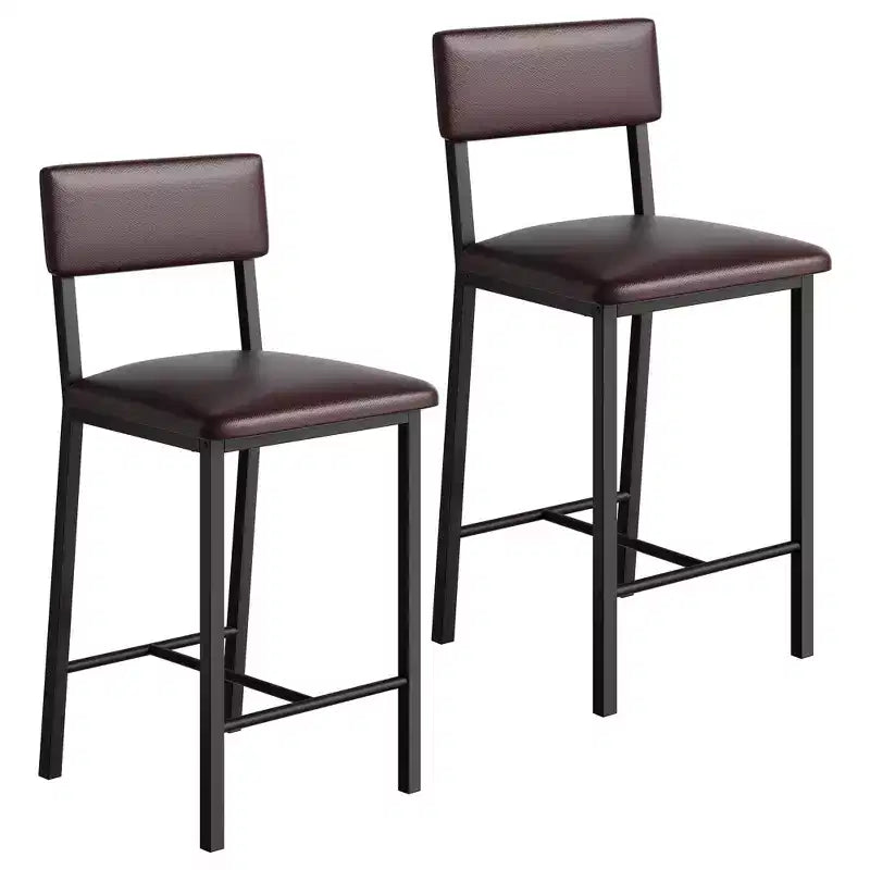 Bar Stools Set of 4, Upholstered Counter Height Bar Stools with Backrest and Footrest, Tall Bar Chairs with Thick Cushion, for Dining Room