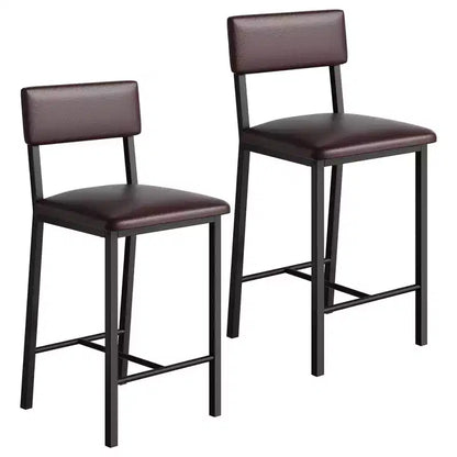 Bar Stools Set of 4, Upholstered Counter Height Bar Stools with Backrest and Footrest, Tall Bar Chairs with Thick Cushion, for Dining Room
