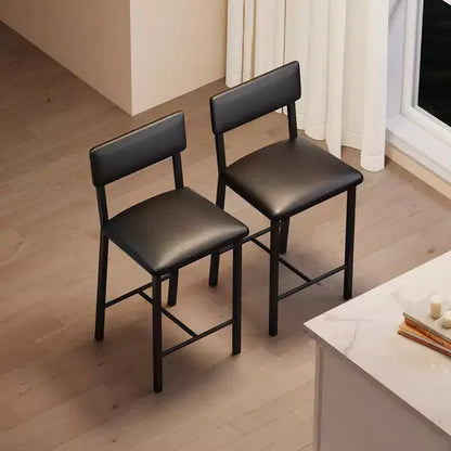 Bar Stools Set of 4, Upholstered Counter Height Bar Stools with Backrest and Footrest, Tall Bar Chairs with Thick Cushion, for Dining Room