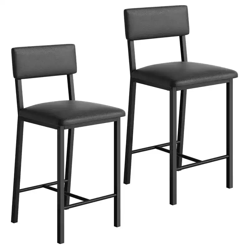 Bar Stools Set of 4, Upholstered Counter Height Bar Stools with Backrest and Footrest, Tall Bar Chairs with Thick Cushion, for Dining Room