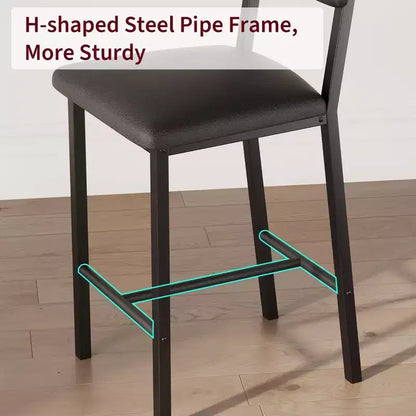 Bar Stools Set of 4, Upholstered Counter Height Bar Stools with Backrest and Footrest, Tall Bar Chairs with Thick Cushion, for Dining Room