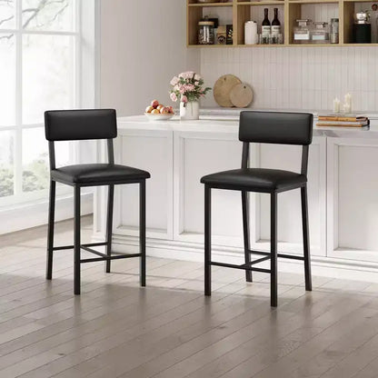 Bar Stools Set of 4, Upholstered Counter Height Bar Stools with Backrest and Footrest, Tall Bar Chairs with Thick Cushion, for Dining Room