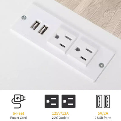 PB Wood Simple 4-Drawer Nightstand with USB Ports & Outlet, White