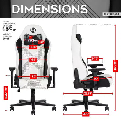 Chaise de jeu Techni Sport RTA-TS68C-WHT Comfort Edge, blanche