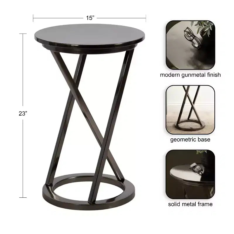 Kate and Laurel Aja Round Metal Side Table