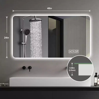 Miroir mural de salle de bain tactile sans cadre Whisen avec fonction anti-buée