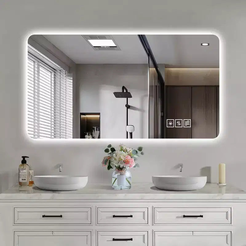 Miroir mural de salle de bain tactile sans cadre Whisen avec fonction anti-buée
