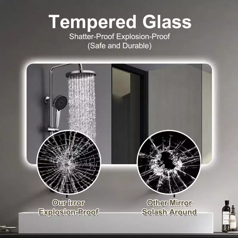 Miroir mural de salle de bain tactile sans cadre Whisen avec fonction anti-buée