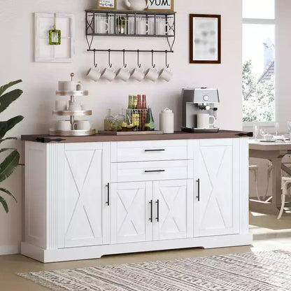 Buffet de salle à manger 160 cm, meuble d'entrée pour café-bar avec 2 tiroirs et étagères réglables, console en bois, armoire basse.
