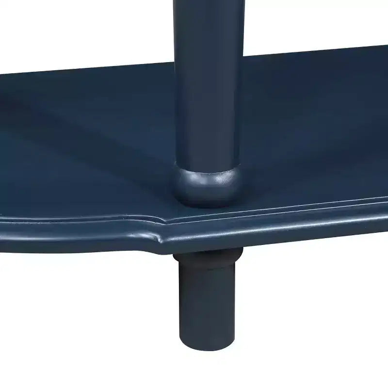 Hostack Table console rétro incurvée en bois de 52 po avec étagère ouverte et 2 tiroirs pour le salon et le couloir, bleu marine et dessus marron