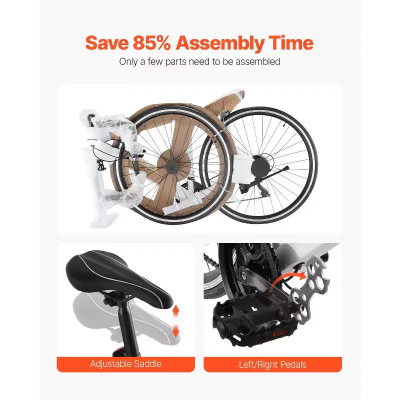 Vélo de route VEVOR, roues 700C, vélo de course, transmission SHIMANO 21 vitesses, vélo de route urbain avec cadre en acier au carbone, blanc