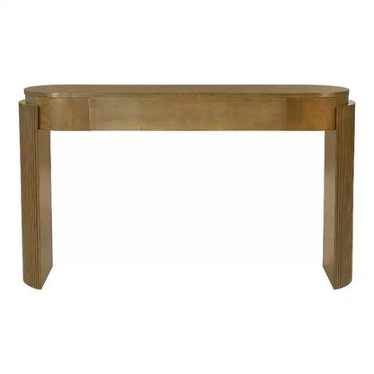Luxystar Console Table with Natural Wood Grain Finish, Oval Top and 2 Drawers for Entryway and Living Room, Pine Wood