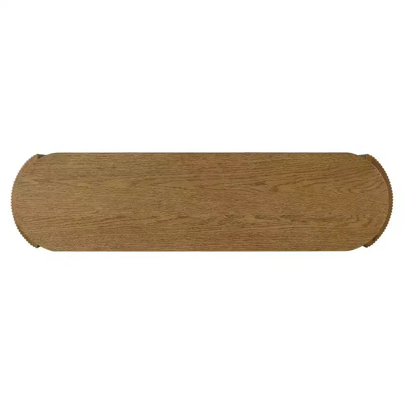 Luxystar Console Table with Natural Wood Grain Finish, Oval Top and 2 Drawers for Entryway and Living Room, Pine Wood