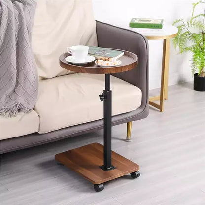 Table basse en forme de C, table d'appoint rotative à 360° pour petits espaces, table de chevet ronde mobile réglable en hauteur pour salon et chambre
